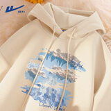 回力（Warrior）卫衣男女同款春秋宽松重磅衣服情侣高级感运动连帽外套 浅米 L 