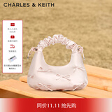 CHARLES&KEITH蝴蝶结褶皱手提斜挎小方包生日礼物女CK2-40151496 Baby Pink浅粉红色 中包