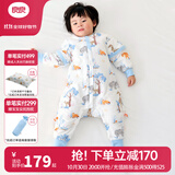 良良（liangliang）婴儿睡袋夏季空调房防踢被宝宝纯棉可拆袖儿童睡袋 雨林蓝·秋冬款【适合15-20℃】 2XL（建议身高100-115cm）