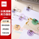 得力（deli）【附科目贴纸】夹子文具分类扇形燕尾夹长尾票夹小号文件夹办公小夹子鱼尾夹 12个/盒 TA867混色