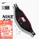 耐克运动斜挎包户外单肩包腰包 男女跑步腰包多功能健身 黑色红勾 CW9263-011