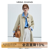 VEGA CHANG风衣女款2025新款春秋英伦风中长款宽松外套 卡其色 L