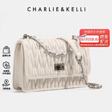 CHARLIE&KELLI CK品牌包包女包奢侈品牌2025新款送女友生日礼物菱格链条包斜挎 米白【京仓配送 赠礼袋+贺卡】