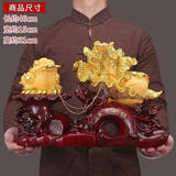 金蟾摆件玉白菜三足蟾蜍中式玄关酒柜客厅装饰品乔迁开业礼品 (沙金)特大号-46*15*31cm