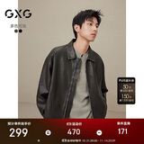 GXG男装美式皮衣男女同款2024秋季新款夹克 黑色 180/XL