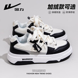 回力冬季新款女鞋厚底板鞋女加绒时尚棉鞋 J575Z 白/黑 37