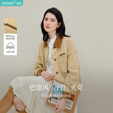 茵曼巴恩风牛仔夹克外套2025秋女装新款落肩袖上衣 浅卡其 S