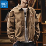 真维斯（Jeanswest）底特律工装外套男秋冬款2025新款美式复古潮牌纯棉休闲男夹克痞帅 卡其色 L 适合 140斤-160斤