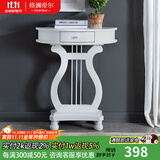 格澜帝尔（growdear）美式玄关桌靠墙桌欧式门厅玄关台玄关柜客厅隔断柜走廊半圆桌 白色（600*300*770） 组装