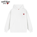 查尔斯桃心连帽卫衣男女情侣同款纯色基础百搭加绒加厚套头上衣白色L