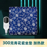 平直堂艾绒坐垫艾草蔺草艾灸垫子家用办公室臀部热敷包加厚毯褥椅艾灸垫 【古韵青花瓷300g】电加热 艾绒坐垫