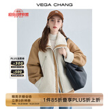 VEGA CHANG羊羔毛仿皮草外套女2025冬新款毛绒拼接皮毛一体大衣 枫糖白 S