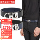 菲拉格慕（Ferragamo）男士腰带板扣腰带商务皮带双面可用【带宽约3.5cm 675542 694426银扣/黑蓝色 105码（适合腰围3尺 - 3尺2）