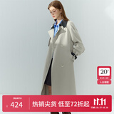 范思蓝恩超好看气质撞色领韩系休闲风衣外套女春秋季中长款3288 卡其色（长款） XS