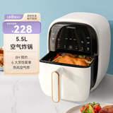 七彩叮当 空气炸锅家用5.5L大容量多功能智能电炸锅无油烟低脂薯条机KZ01-B 【米白色】配隔油盘 5.5L