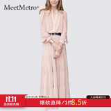 MeetMetro玛依尔法式仙女连衣裙女2025秋新款高端气质纯欲风裙子礼服长裙 藕粉【现货闪电发】 XL