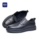 海澜之家HLA皮鞋男士复古雕花透气商务皮鞋HAAPXM4CAV411 黑色加绒款39