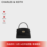 CHARLES&KEITH鳄鱼纹凯莉包手提斜挎婚包包女包生日礼物CK2-50270880-1 Black黑色 S