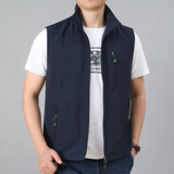 步行龙 男装马甲薄款速干背心多口袋马夹休闲外套1908 蓝色 3XL (适合170斤-185斤)