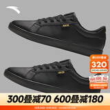 安踏男鞋子小白鞋秋季透气低帮板鞋新款防滑耐磨男士休闲滑板鞋 黑-3 41