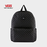 万斯范斯官方 情侣背包双肩包黑灰棋盘格帅气拼色书包 黑色/炭灰色 均码