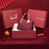 danxilu真皮女包2025新款包包大容量婚包女士斜挎手提包生日礼物送妈妈 【高档礼盒】枣红9572