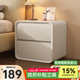 锦汐床头柜实木奶油风收纳柜卧室2025新款床边柜简约轻奢高级感置物柜 【加厚实木】40CM-双抽#