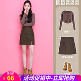 欧贝汐半身裙女皮裙卡其色2025新款春秋冬季包臀a字短裙高腰小皮裙 咖色 S