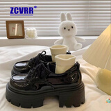 ZCVRR厚底小皮鞋女2025秋季新款百搭粗跟单鞋日系jk制服配裙子乐福鞋 黑色 36 (230mm)