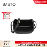 百思图商场同款时尚百搭潮流复古迷你马鞍包单肩斜挎包女X2782DX2 黑色 F