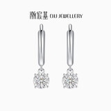 潮宏基圆闪18K金钻石耳环彩金耳饰时尚高级送女友生日礼物 白18K单只款