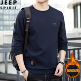 JEEP卫衣男2025年秋冬季新款圆领休闲棉质大码宽松套头长袖T恤男装潮 宝蓝色加绒款 XL 建议145-165斤