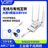 VONETS千兆POE网桥中继工业级wifi信号增强穿墙2.4G和5G双频智能家用无线路由器光猫网线接收器 VAR1200-H标配（外置天线）
