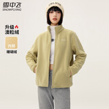雪中飞外套女加绒百搭休闲时尚防风立领摇粒绒上衣 自然绿加绒    M   