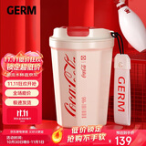 格米（germ）可口可乐保温杯男女士翻盖咖啡保温水杯便携车载杯子390ml潮流白