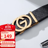 高尔夫（GOLF）男士皮带双面头层牛皮腰带G字母自动扣裤腰带礼盒装
