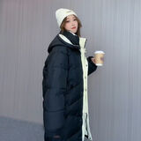 莫代尔oversize面包服羽绒棉衣棉服女2025年新款冬季外套中长款厚棉袄潮 显瘦雅黑 M