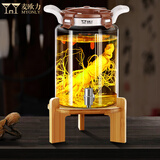 麦欧力（MYONLY） 泡酒玻璃瓶带龙头酒坛子泡酒罐子酒瓶高档加厚酒缸密封药酒瓶 16斤陶瓷芯龙头+竹架 8L