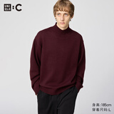 优衣库合作款/男装女装高领针织衫/长袖毛衣毛衫479733 19 酒红色 XL /180/108B