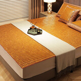 正帆凉席麻将席竹席麻将凉席双人单人学生夏季可折叠空调席夏天床席 经典单牛筋咖色 180cm*200cm