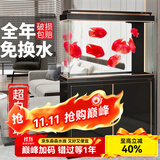 森森（SUNSUN）大型鱼缸底过滤水族箱客厅家用落地玻璃生态金鱼缸 超白隔断屏风款 1.2米长42cm宽（黑白可选）