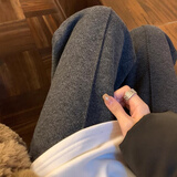 卓贝欣孕妇裤子秋冬季外穿毛呢裤加绒加厚直筒裤托腹长裤哈伦裤秋冬装 黑灰色（春秋款不加绒） XXL 140-165斤