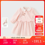 戴维贝拉儿童连衣裙春秋装女童网纱中国风假两件汉服裙子