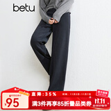 百图betu女装秋季新款休闲裤高腰灯芯绒直筒裤显瘦裤子女2409T81 灰色 L