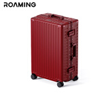 漫游轻音行李箱铝框PC拉杆箱大容量旅行箱包登机箱密码箱子男女 星辰红 24英寸 中型托运箱45万+销量