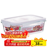 乐扣乐扣大容量耐热玻璃保鲜盒密封碗水果餐盒微波炉饭盒厨房冰箱冷冻盒 1000ml【长方形单个】