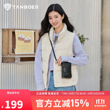 坦博尔羽绒服马甲女立领宽松外搭短款羽绒背心外套TD236006 小香白 175