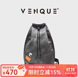 VENQUE范克骑行防水斜挎包男小众复古男士通勤挎包骑行背包休闲旅行包 水洗深灰