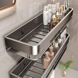 一卫（yweel）卫生间置物架免打孔洗漱台毛巾架挂件厕所洗手间浴室壁挂式收纳架 【升级款带杆】加厚枪灰单层40cm