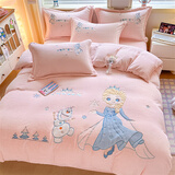 北极绒（Bejirog）加厚牛奶绒床上四件套冬季珊瑚法兰绒儿童卡通被套玉桂狗毛绒床单 公主-粉色【双面牛奶绒】 1.8m 床单款 四件套-被套2*2.3M
